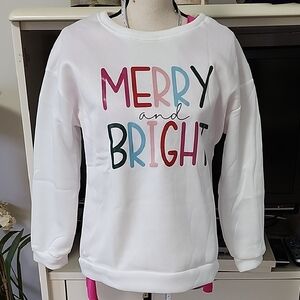 Merry and Bright White Sweatshirt